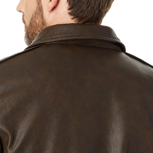 Chaqueta de cuero para hombre de color sólido, estilo casual, para ropa de calle, venta al por mayor, etiqueta privada personalizada, corte ajustado. - Product Image 6