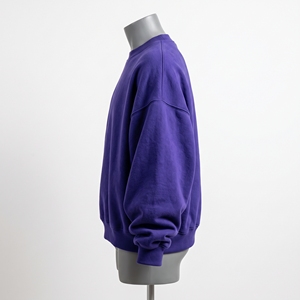 Sweat-shirt à col rond pour homme, violet foncé, avec lettrage en patch arqué argenté, en molleton épais, coupe oversize, fournisseur mondial - Product Image 5