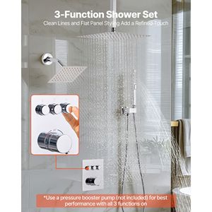 Système de douche thermostatique à effet pluie de 12 pouces à montage au plafond et ensemble de robinetterie de douche 2-en-1 avec douchette murale de 6 pouces – Accessoire - Product Image 2