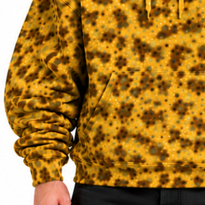 Mustard <b>Leopard</b> <b>Print</b> <b>Hoodie</b> Oversized Pullover Streetwear Sweatshirt Heavyweight Fleece Drawstring Pocket Winter Casual Top - Product Image 5