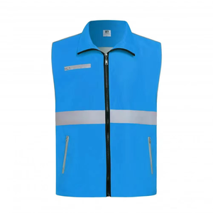 Chaleco de Seguridad Reflectante de Poliéster Fluorescente Amarillo de Alta Visibilidad ANSI Clase 2, Diseño Multibolsillos para Trabajo al Aire Libre - Product Image 2