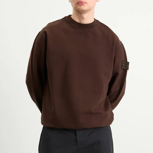 Sweat-shirt à col rond pour homme, de qualité supérieure, en vente en gros, couleur marron, coupe ample, couleur unie, tricoté, manches longues, vêtement décontracté pour l'automne - Product Image 2