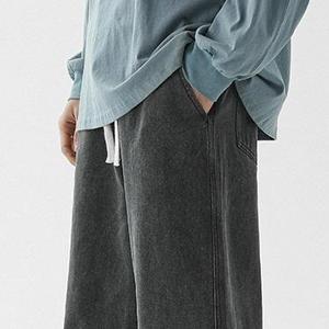 New Factory Direct Sale Vintage Solid Color Baggy Denim Pant Streetwear Straight Style <b>Men</b> Daily Work <b>Jeans</b> Pent - Product Image 4