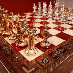 Luxury Teak <b>Wood</b> <b>Chess</b> <b>Set</b> - Handcrafted with Gold Leaf | Wholesale - Product Image 1