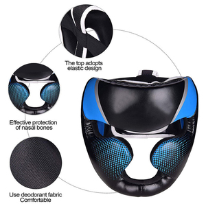 Protège-tête de boxe en cuir de haute qualité avec conception élastique pour l'entraînement sportif et l'exercice - Équipement athlétique unisexe - Product Image 4