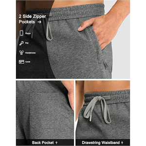 Pantalon de jogging décontracté pour homme en coton gris avec taille élastique, cordon de serrage et poches latérales – Idéal pour l'automne - Product Image 4