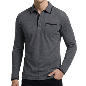 Chemises Polo Homme Manches Longues en Gros – Qualité Supérieure, Bordures Contrastées, Design Personnalisé, Tissu Piqué – Chemises Décontractées et Habillées pour Affaires - Product Image 1