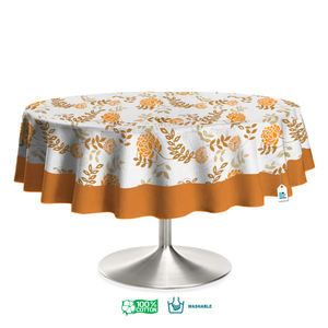 Mantel Redondo Moderno Estampado Floral 100% Algodón Tejido, Suave al Tacto, Impermeable, Resistente al Aceite, Decorativo para Cocina y Comedor - Product Image 6