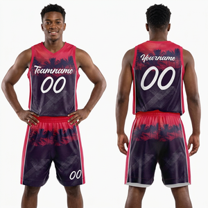 Conjunto de Camiseta de Baloncesto Sublimada Personalizada, Roja y Negra, sin Mangas, Cuello en V, Transpirable, Unisex para Adultos, Ajuste Atlético, Nombre del Equipo 00 - Product Image 6