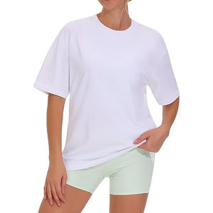 Camisetas Oversize para Mujer, Tallas Grandes, Manga Corta, Algodón, Casual, Básicas, Holgadas, para Entrenamiento, Atuendos de Verano a la Moda 2026 - Product Image 5