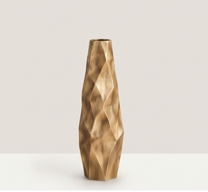 Jarrón Dorado Metálico Contemporáneo, Diseño Geométrico Facetado Único, Florero Alto para Decoración de Interiores de Sala de Estar, Suministro al por Mayor - Product Image 3