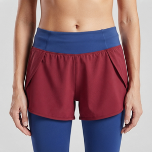 Shorts décontractés élégants en polyester et élasthanne avec leggings, couleur unie, taille personnalisée, taille élastique, legging de yoga pour femmes - Product Image 4