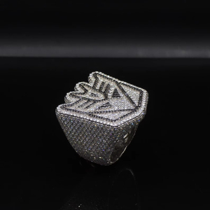 Iced round cut Hip Hop Cluster <b>Ring</b> 925 Sterling <b>Silver</b> Rhodium Plated Prong Wedding Anniversary Gift <b>Statement</b> <b>Ring</b> for Men's - Product Image 3