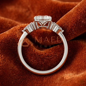 925 Silver Oval Cut Moissanite Ring Leaf Side <b>Stone</b> Engagement Bridal Jewelry Gift for Women Wedding Ring - Product Image 3