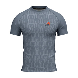 Camiseta Deportiva Personalizada para Hombre, Transpirable, Antibacteriana, con Logotipo Impreso Personalizado, de Secado Rápido, 100% Poliéster, Compresión para Yoga - Product Image 4