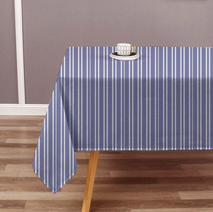 Striped Blue Tablecloth Woven Fabric Printed Pattern Dining Table Linen Plain Style <b>Home</b> <b>Textile</b> - Product Image 4