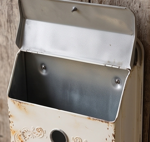 Boîte aux lettres murale vintage en acier galvanisé crème, décorative, accès frontal, sans serrure, pour extérieur - Product Image 2
