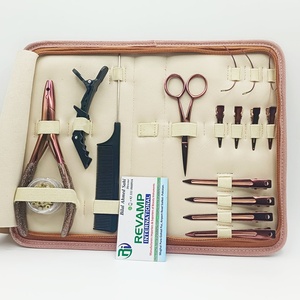 Rose Gold Hair Extension Tools Kit Stainless Steel Pliers Needle Clips Scissor Tool <b>Set</b> for Micro Ring Nano <b>Bead</b> Extensions OEM - Product Image 4