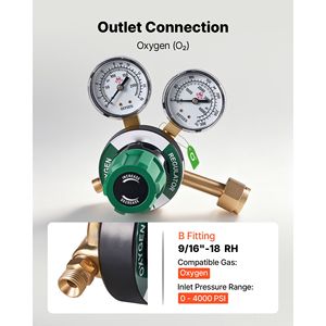 ตัวปรับแรงดันออกซิเจน 0-4000 PSI เกจวัดแก๊สเชื่อม CGA 540 ช่องต่อเข้า 9/16-18 RH ช่องต่อออก - Product Image 3