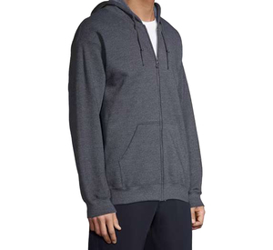 Men's Navy Blue Hooded Sweatshirt <b>Set</b> Solid Color Cotton French Terry Casual Wear Autumn Season Full Zip Design Wholesale - Product Image 2