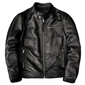 Chaqueta de Cuero Genuino para Hombre de la Mejor Calidad para Otoño e Invierno, Estilo Urbano, Tinte Liso, con Servicio OEM, Venta en Línea - Product Image 5