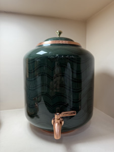 Handcrafted Pure <b>Copper</b> Water Dispenser with Emerald Green Finish 11L Matka Pot for Home & Office Eco-Friendly Design - Product Image 5