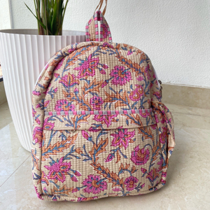 Pinkcityhandloom Indian Handmade Cotton Softback Durable Portable High Quality <b>Kids</b> School <b>Backpack</b> Floral Print Bag - Product Image 1