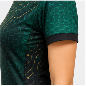 Custom Emerald <b>Black</b> Honeycomb Circuit Print <b>Womens</b> <b>Polo</b> <b>Shirt</b> Quick Dry Breathable Short Sleeve Golf Team Uniform WPS-0802 - Product Image 6