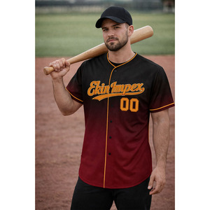 Maillots de baseball personnalisés brodés pour hommes, vente en gros OEM, avec boutons, uniformes de baseball sur mesure - Product Image 3
