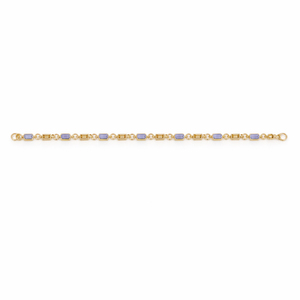 925 Sterling Silver Tanzanite Octagon Stone <b>Charm</b> Bracelet with Blank Links Gold & Rhodium Plated - Product Image 3