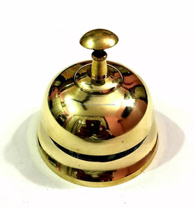 Cloche de comptoir d'hôtel en laiton massif de style victorien cloche de bureau de service ornée pour les hôpitaux de zones de réception de restaurants-métal fabriqué - Product Image 1