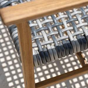 Chaise de salle à manger moderne et minimaliste en teck avec tressage en rotin – Mobilier de restaurant commercial, prix d'usine - Product Image 6