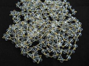 Chaîne de perles facettées en quartz cristal de roche naturel, forme rondelle, 3-4 mm - Product Image 6