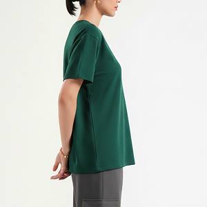 High Quality Women's T-shirt 100% Cotton Polyester 220gsm Custom Logo baggy Fit Short Shoulder ladies t-shirt OEM ODM Services - Product Image 3