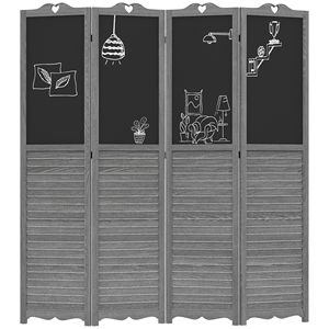 Divisorio Pieghevole Artigianale a 4 Pannelli Grigio con Lavagna per Ufficio Domestico e Feste al Chiuso - Product Image 1