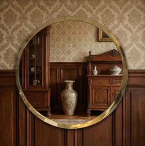 Luxury Modern Wall Mirror Set of Decorative Round Bone Inlay Hanging Mirrors for Living Room Bedroom Entryway Bathroom Home - Product Image 1