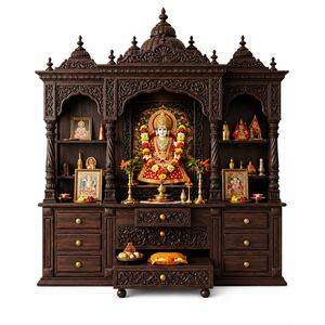 Big Size Premium Hand Carved Teak <b>Mandir</b> Unit DST Exports Traditional/Modern Style Lightweight Durable Home Furniture Brown UK - Product Image 4