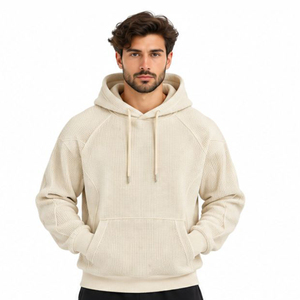 Vente en gros de sweats à capuche pour hommes en tricot gaufré, personnalisables, à manches longues, style streetwear décontracté, fabricant de vêtements - Product Image 5