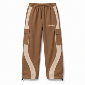 Premium Two Tone Utility Cargo Sweatpants Relaxed Fit Jogger Pants Drawstring <b>Waist</b> Casual Street Fashion <b>Trousers</b> OEM Custom - Product Image 1