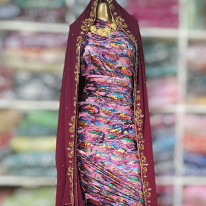 Robe Jacquard Maqbal Dirac somalienne bleu royal de la Manufacture indienne pour les événements spéciaux Design époustouflant Toucher de paillettes dorées - Product Image 5