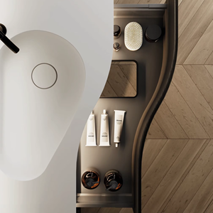 Meuble-lavabo de salle de bain moderne de luxe personnalisé JY Project avec tiroirs, à poser au sol, en panneau mélaminé, facile à nettoyer pour la maison, l'hôtel, la villa - Product Image 5