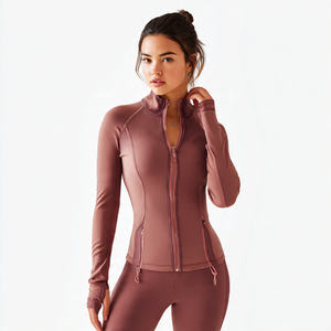 Chaqueta Deportiva de Yoga con Cuello Alto y Cremallera para Mujer, Ropa Deportiva, Chaqueta Delgada de Manga Larga para Correr - Product Image 3