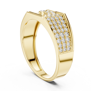 Anillo de banda asimétrico de lujo en aleación de oro amarillo con moissanita |   Anillo Moderno Pav Statement para Hombre - Product Image 4