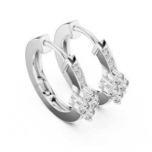 Modernos Pendientes de Aro Florales con Diamantes de Laboratorio Dorados, Elegantes Huggies con Racimo de Tréboles, Joyería de Diamantes de Lujo para el Día a Día, Regalo para Ella - Product Image 3