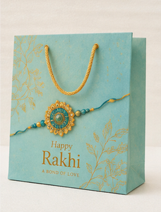 Bolsa de Regalo Ecológica de Papel Blanco Happy Rakhi con Asas Doradas, Diseño Clásico, Hecha a Mano, con Base Cuadrada y Refuerzo para Regalos y Manualidades - Product Image 5