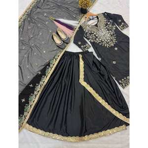 Designer Heavy Embroidery Sequence Work Top Dhoti <b>Skirt</b> Dupatta-African Clothing Collection - Product Image 1