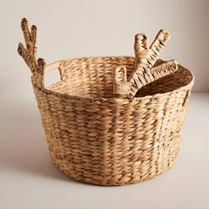Christmas decoration & organiser handmade baskets weaving <b>water</b> hyacinth reindeer basket <b>container</b> - Product Image 2