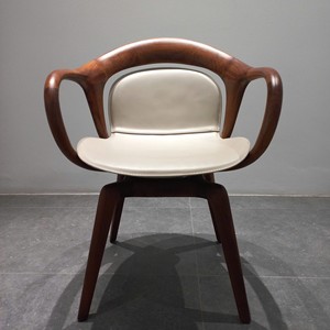 Luxury Nordic Solid Walnut Wood Dining Chair Genuine <b>Leather</b> Upholstered <b>Cushion</b> Modern Furniture for Restaurant Hotel PISANO - Product Image 3