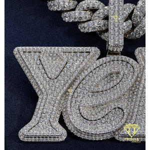 จี้เพชรแท้ Trisha Jewels Lab Grown Premium YELO รูปตัวอักษร พร้อมใบรับรอง GIA  วัสดุเงินแท้ 925 ชุบทอง ดีไซน์ฮิปฮอป หรูหราสั่งทำพิเศษ - Product Image 5