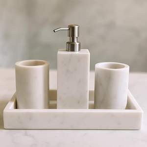 Juego de Baño de Resina con Diseño Clásico en Espiral, 4 Piezas, Dispensador de Jabón, Portacepillos de Dientes, Bandeja para Artículos de Baño, a un Precio Accesible - Product Image 6